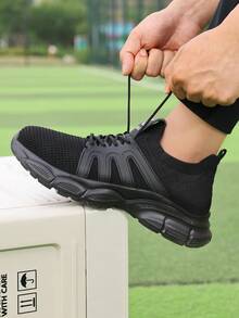 Men's Steel Toe Safety Shoes Classic Series Anti-Smash Anti-Puncture, Lightweight Breathable Comfortable Fashion Solid Sole Black Work Functional Shoes For Summer - Black - View 6