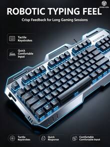 EWEADN Keyboard Mekanik Metal dengan Pencahayaan RGB, Kombo Keyboard & Mouse Gaming Nirkabel Dual-Mode Isi Ulang, Set 3 Buah, Perangkat Komputer Gaming GX810 (Mekanik Berkabel) - View 5