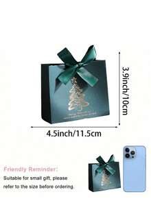 10pcs Christmas Gift Boxes, Mini Christmas Gift Boxes With Ribbon, Holiday Christmas Gift Boxes - Assorted Holiday Candy Gift Bags, Suitable For Christmas Party Gift Packaging Bags, Home Christmas Decoration, Christmas Decor, New Year Gift Bags (Claret) - Green - View 8
