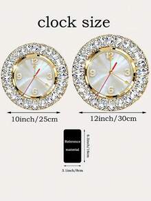 1pc 2D Flat Luxury Rhinestone Theme Wall Clock | Silent Decorative Clock, Creative Design, Suitable For Bedroom, Living Room, Office, 10/12 Inch (AA Battery Not Included) - Multicolor - View 5