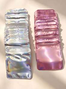 10/50/100pcs Laser Iridescent Pink Self-Sealing Jewelry Bags, Moisture-Proof, Dust-Proof, Anti-Oxidation, Portable Storage For Earrings, Necklaces, Accessories, Home And Travel Organization - Multicolor - View 5