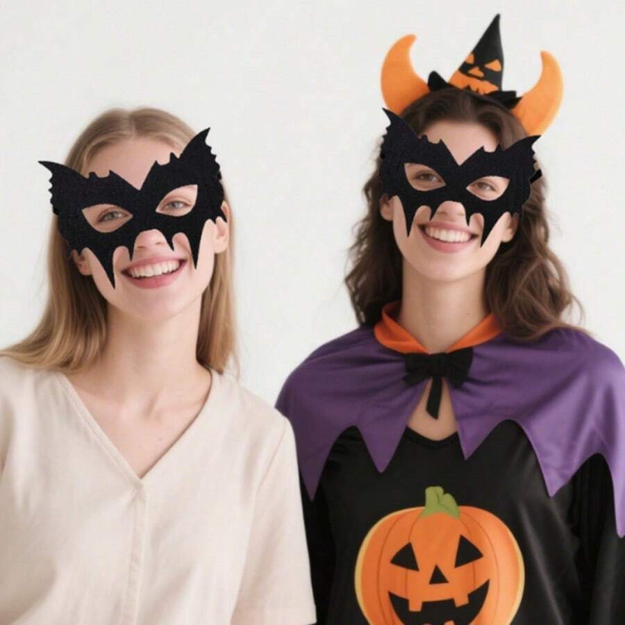 1 pièce Masque de demi-visage d'Halloween, Masque d'œil de chauve-souris pour fête d'Halloween, Cosplay d'anime & de film - A - Voir 1