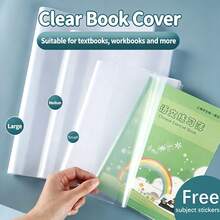 10pcs Plastic Book Covers Transparent Book Sleeves PVC Waterproof And Reusable Adjustable Size Suitable For A4/16K/22K Notebooks Perfect For School, Office And Daily Use - One Size Fits All - View 1