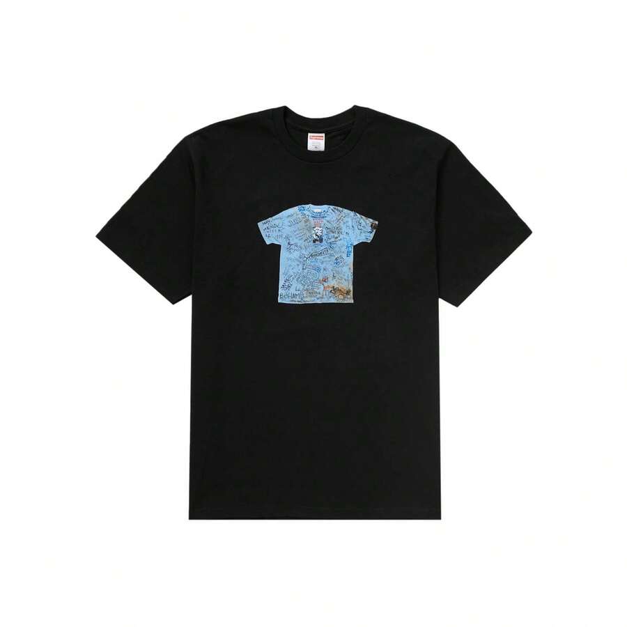 Tops Supre Sme Graphic T-Shirt, Vintage Cotton Oversized Short Sleeve Unisex Graphic Tee - 黑色 - 查看 1