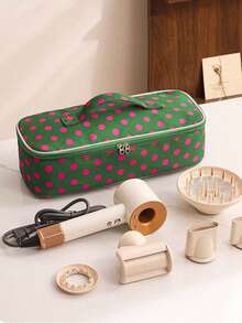 Polka Dot Hair Dryer Storage Bag With Leopard Print Design, Large Capacity Handheld Hair Tool Storage Bag,Multifunctional Cosmetics Bag,Toiletries Bag - Multicolor - View 6