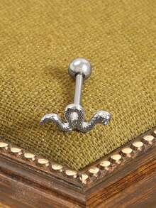 1pc European & American Hip Hop Style Versatile Punk Gothic Snake Tongue Piercing Stud - Silver - View 2