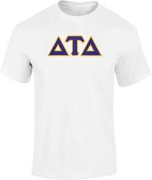 Bacardi Vintage Delta Tau Delta Greek Letter Twill T-Shirts For Summer - White - View 1