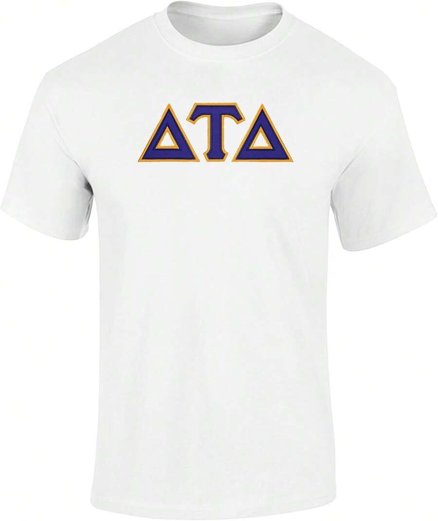 Bacardi Vintage Delta Tau Delta Greek Letter Twill T-Shirts For Summer - White - View 1