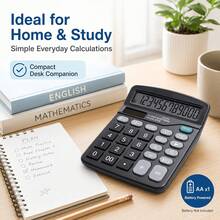 Commercial Black 12-Digit Calculator, Large LCD Display Panel, Suitable For Office Accounting, Student Advanced Math Calculations, Long-Lasting Solar Powered Calculator - Calculator - Black - View 8