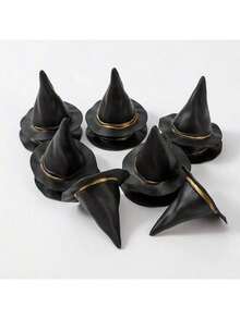10pcs Black Mini Witch Hat, For DIY Crafts, Halloween Party Supplies, Party Decorations - Multicolor - View 1
