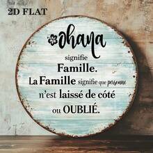 2D Flat Round Sign, Vintage Plaque With "Ohana" Design, "Family Means Everything" Decorative Sign, Suitable For Living Room, Dining Room, Kitchen Decor Or Gift (Random Style) - A - View 6