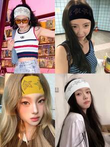 1pc Retro American Rhinestone Star Wide Elastic Headband, Fashionable Sports Headband For Women,Travel,Birthday - Multicolor - View 10