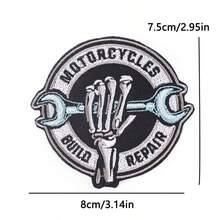 5 Pcs Biker Gothic Iron On Embroidered Patch,Motorcycle Skeleton Rock Applique, Punk Streetwear Badge For Denim Jacket Backpack Hat Clothes DIY Mending Decor Accessory - Multicolor - View 6