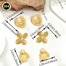 2pcs Chic 18K Gold-Plated Stud Earrings Set – Creative Gold Stud Earrings Design | Fashionable Minimalist Design Specially For Women, Exquisite Design Suitable For Daily Wear And Gifting, Fashion Accessory To Enhance Your Look - Gold - View 7