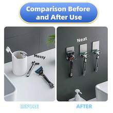 Heavy Duty Stainless Steel Razor Hook, No Drilling Installation; Waterproof Wall-Mounted Razor Holder; Suitable For Tile Bathroom Walls; Space-Saving Bathroom Shower Accessory; Men's Shaving Tool Storage - A - View 11
