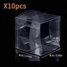 10個透明塑膠PVC禮品盒－適合派對小禮品、小型積木展示、婚禮與生日裝飾及小企業包裝 - 查看 10