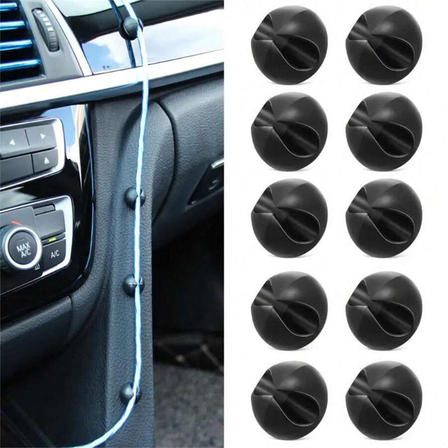 10pcs Car Dashboard Cable Organizer Clips Set - Simplify Charging And Audio - Multi-Functional Cable Management Clips, Create A Tidy Car Interior, Ensure Phone Charging - A - View 1