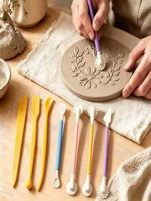 7Pcs Clay Modeling Tools Set Double Ended With Rolling Cutter PP For Sculpting Crafts - Multicolor - View 2