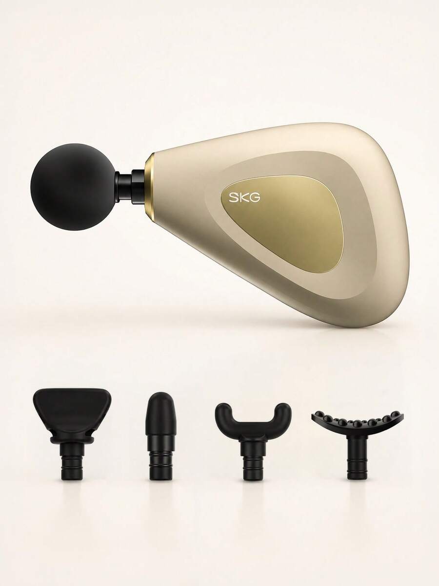 SKG FS300-3 Portable Deep Tissue Massage Gun, 3200 RPM Percussion Muscle Massager With 20 Kgf Force, 5 Heads, USB-C Rechargeable For Athletes, Home, Gym And Travel, Gift For Women And Men