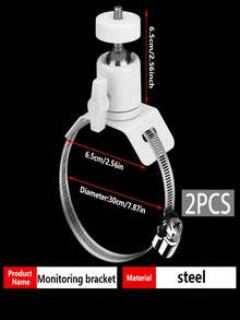 1pc - 2pcs Universal Clamp Camera Mount, Compatible With Home PTZ Dome Cameras. Strap Binding No-Drill Installation, Adjustable Angle, Suitable For Indoor Pipe And Column Security Installation, Multiple Sizes White Style - Multi-color - View 11