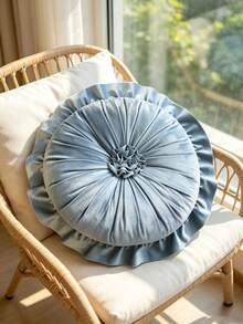 1pc/6pcs Solid Color Ruched Velvet Pumpkin Throw Pillow, Pleated Round Decorative Cushion, Soft Thickened Seat Pad, Floral Ruched Design, Elastic Filling For Pressure Relief, Suitable For Sofa, Windowsill, Bedroom Indoor Home Decor - Multicolor - View 4
