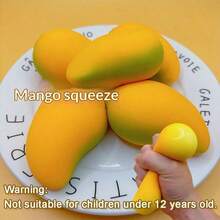 1pc Slow Rebound Mango Stress Relief Toy, Fruit Squeeze Toy, Anti-Stress Squeeze Toy, Prank Toy, Decoration, Soft Texture, Sticky Feel, Fun, Suitable For Holiday Gifts, Can Be Squeezed When Anxious, Adult Stress Relief Office Decor - Multicolor - View 1