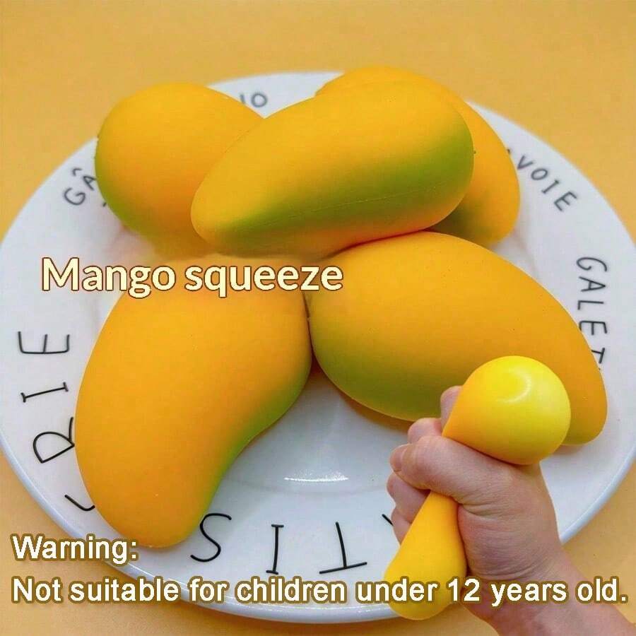 1pc Slow Rebound Mango Stress Relief Toy, Fruit Squeeze Toy, Anti-Stress Squeeze Toy, Prank Toy, Decoration, Soft Texture, Sticky Feel, Fun, Suitable For Holiday Gifts, Can Be Squeezed When Anxious, Adult Stress Relief Office Decor - Multicolor - View 1