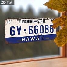1pc 12x6 Inch Vintage Metal Wall Art Sign - Old Hawaii And Sunshine State License Plate Design, Rustic Beach Style Room Decor, Suitable For Home, Cafe, Bar, Garden (No Electricity Required) (Random Style) - A - View 4