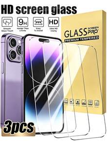3pcs High Definition Tempered Glass Screen Protector, Anti-Shatter Anti-Fingerprint Anti-Scratch, Smooth Surface Premium Tempered Glass, Crystal Clear Display, Phone Screen Protector, Compatible With IPhone 18 Pro Max/18 Pro/17 Pro Max/17 Pro/17 Air/16 Pro Max/16 Pro/16 Plus/16e/15 Pro Max/15 Pro/15/14 Pro Max/14 Pro/14/13 Pro Max/13 Pro/13/12 Pro Max/12 Pro/12/11 Pro Max/11 Pro/11 - Clear - View 14