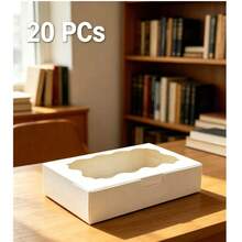 20pcs/10pcs/1pc Pastry Gift Boxes, 7x4.3x1.5 Inches, Brown Bread Snack Boxes, Premium Gift Boxes Suitable For Packaging Desserts, Donuts, Pies, Candies, Cakes, Muffins And Macarons - A-White - View 8
