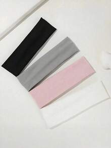 4 piezas de diademas deportivas de unicolor, diademas de unicolor clásicas adecuadas para yoga diario, fitness o momentos ocupados para fijar el cabello - Adecuadas para mujeres - Multicolor - Ver 1