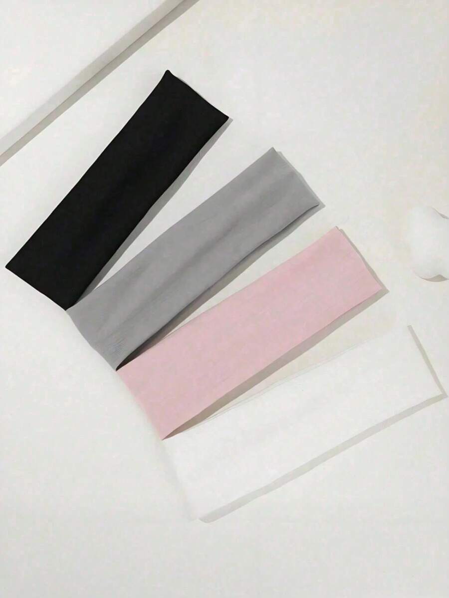 4 piezas de diademas deportivas de unicolor, diademas de unicolor clásicas adecuadas para yoga diario, fitness o momentos ocupados para fijar el cabello - Adecuadas para mujeres - Multicolor - Ver 1