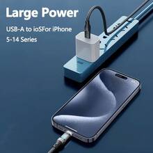 Setolgh Cabo de Carregamento Rápido PD 27W com Display LCD e Carcaça Transparente, Transferência de Dados, Cabo USB A Tipo-C para Lightning para iPhone 14 Pro Max/13/12 - Preto - Visão 6