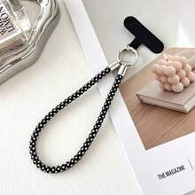 1PC Square Rhinestone Hand Strap, Handmade Rhinestone Phone Chain Lanyard, Exquisite Rhinestone Soft Silicone Wrist Strap, Anti-Theft Travel Rope Chain, Luxury High-End Short Hand Strap, Sparkling Rhinestone With Spacer, Fashionable Key Bracelet Hanging Chain Wristband Phone Lanyard, Free Clip - Multicolor - View 15