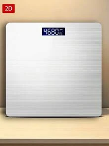 1pc Metallic Silver Electronic Bathroom Scale, Indoor Temperature Display,Measures Weight Up To 400 Lb/180kg,Tempered Glass Surface,Temperature Detection,Uses AAA ( Not Included) - Multicolor - View 2