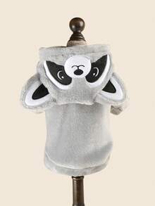 PETCIRCLE 1PC Pet Clothes Small Dog Puppy Cat Cute Soft Warm Windproof Fleece Short Transform Costume - Raccoon - Grey - View 3