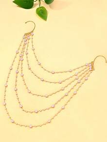 1pc Fashionable Elegant Women's Multi-Layer Pearl Chain Hair Chain Ear Hook Hair Accessory Chain For Party Banquet Hair Decoration Jewelry - Pearl Hair Chain - View 5
