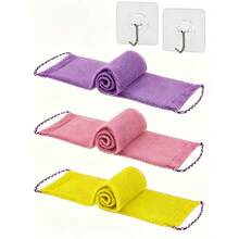 African Long Hole Bath Sponge Set (Includes 2 Hooks) | Exfoliating Back Scrub Brush With Hanging Rope, Soft And Skin-Friendly, Home Bathing Supplies, Body Scrub, African Net Sponge, Exfoliating Glove, Bath Accessories, Back Scrubber, Shower Brush - Multicolor - View 12