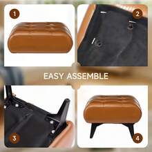 Banquinho Vintage de Couro Sintético Encerado, Banquinho de Couro Artificial Quadrado Pequeno, Couro Sintético Luxuoso e Suave, Design Minimalista Moderno, Adequado para Armazenamento de Sapatos na Entrada da Casa, Assento de Piquenique, Móvel Decorativo de Banquinho para Sala de Estar e Quarto - Multicolorido - Visão 6