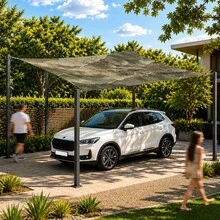 1pc Dark Green Mountain Pattern Sunshade Canopy, Outdoor Windproof Multicolor Large Size UV Protection Stable Durable Easy Installation Suitable For Beach Garden Patio, Includes Rope - Olive Green - View 3