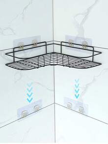 2/4pcs Shower Caddy Hooks Replacement Pack, Strong Adhesive Shower Hooks, Waterproof Wall Hooks, Suitable For Bathroom Shower Caddy, Storage Basket, Soap Dish, No Drilling Required, Back To School Essential - Transparent - View 4