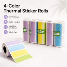 4-Color Direct Thermal Self-Adhesive Labels, 50*15mm, Strong Adhesive, Ink-Free Printing Stickers, 5 Rolls For Home Storage, Office Classification, Gift Tag Marking - View 2