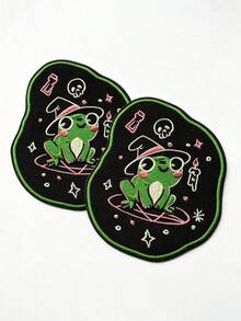 1pc/2pcs/3pcs/4pcs EduFly Witchy Frog Patch Cutesy Whimsical Art Embroidered Iron On - Multicolor - View 10