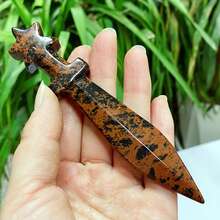 1pc Natural Crystal Sword Carving, UV Reactive Crystal, Gothic Desk Mineral Decor Gift, Gift For Halloween, Christmas, Easter, Crystal Decor Crafts - Multicolor - View 7