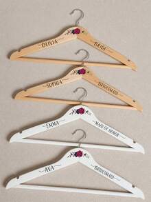 Customized Text Bride Wedding Hanger, Editable Personalized Name And Commemorative Words. Classic Keepsake For Bride And Bridesmaids. Designed Specifically For Wedding Dress Hanging, A Heartwarming Memorial Gift For Bridal Shower, Engagement And Wedding Day. - Multicolor - View 3