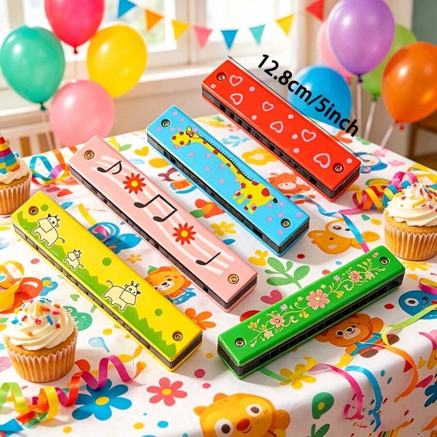 20pcs Harmonica, Lightweight Double Row 16-Hole Harmonica, Christmas Party Gift, Beginner Musical Instrument Toy, Random Color And Style Per Piece (Christmas/Halloween Style) - Multicolor - View 1