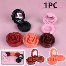 1pc Pink/Orange/Bright Red Creative 3D Rose Shaped Lipstick/Lip Balm Empty Container Box For Women Outdoor Portable Mini Refillable Cosmetic Container, Suitable For Eyeshadow, Lipstick, Makeup Dispensing Box, Back To School, Halloween, Christmas, Holiday, Festival Gift Choice, Thanksgiving, Party Gift, Perfect Gift For Mom, New Year Gift - Multicolor - View 1