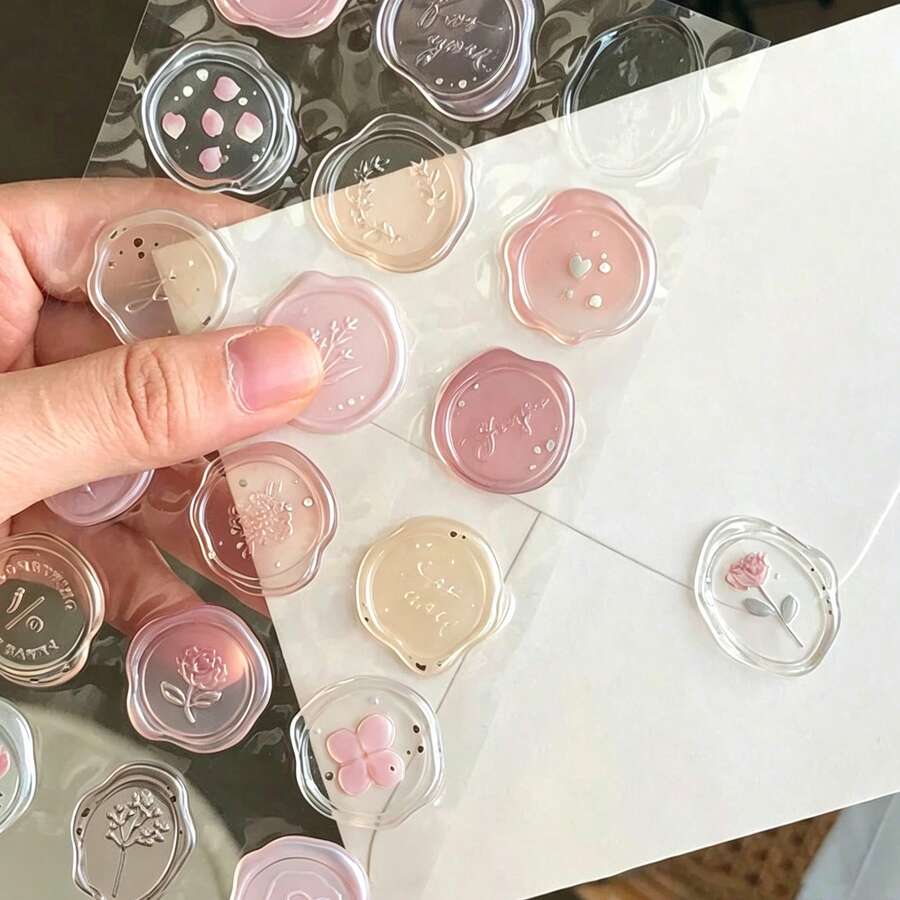 18pcs Vintage Wax Seal Candy Stickers, Suitable For Scrapbooking, Journaling, Stationery And Art Supplies, Used For Envelope Sealing And Journal Decoration - A - View 1