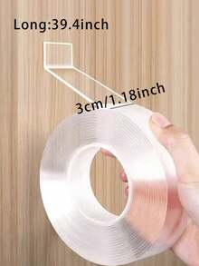 1pc Transparent Double-Sided Tape, Washable Double-Sided Adhesive, Suitable For Hotel Bathroom, Home Wall Hooks, Kitchen, Can Be Used As Shock-Resistant Double-Sided Tape For Desktop; Wall Hooks Leave No Traces And Easy To Remove - Multicolor - View 24