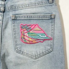 1件貝殼造型海灘刺繡貼花,熱帶風景熨燙貼布,衣物裝飾徽章 - A - 查看 9